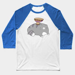 Djembe Blue Tabby Cat Baseball T-Shirt
